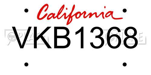 VKB1368 California License Plate