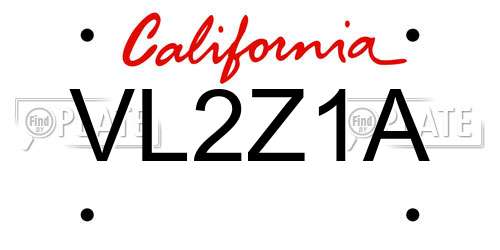 VL2Z1A California License Plate