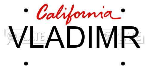 VLADIMR California License Plate