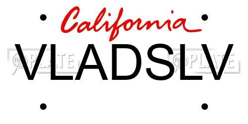 VLADSLV California License Plate