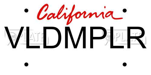 VLDMPLR California License Plate