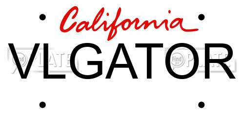 VLGATOR California License Plate