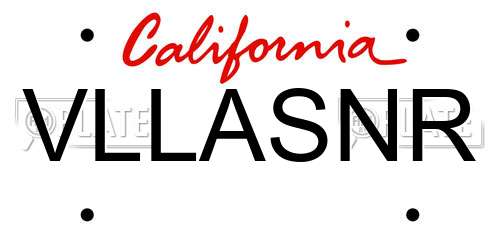 VLLASNR California License Plate