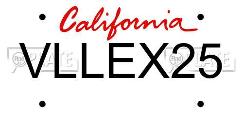 VLLEX25 California License Plate