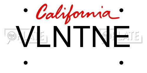 VLNTNE California License Plate