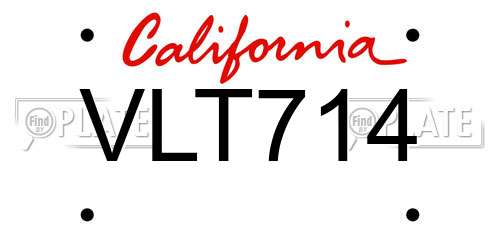 VLT714 California License Plate