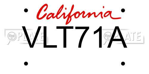VLT71A California License Plate