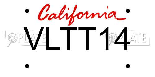 VLTT14 California License Plate