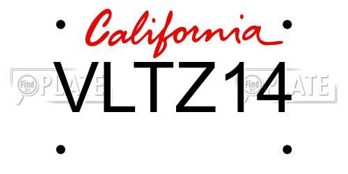 VLTZ14 California License Plate