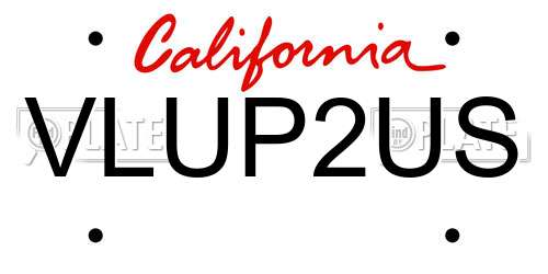 VLUP2US California License Plate