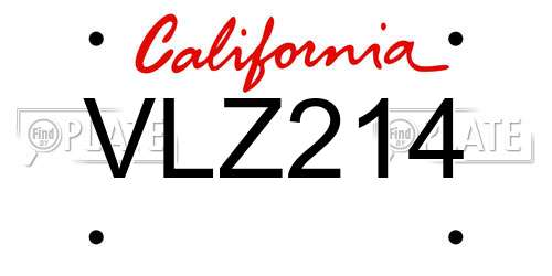 VLZ214 California License Plate
