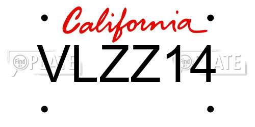 VLZZ14 California License Plate