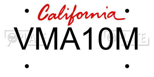 VMA10M California License Plate