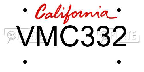 VMC332 California License Plate