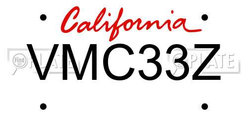 VMC33Z California License Plate