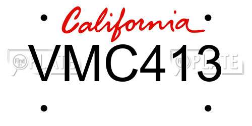 VMC413 California License Plate