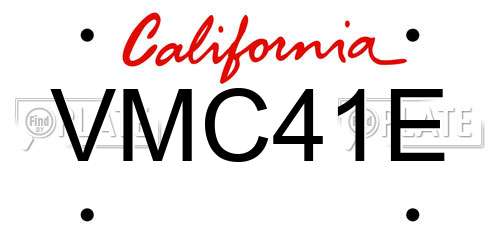VMC41E California License Plate