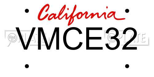 VMCE32 California License Plate