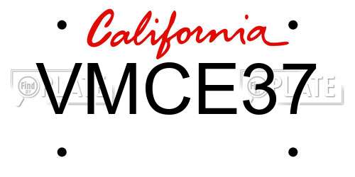 VMCE37 California License Plate
