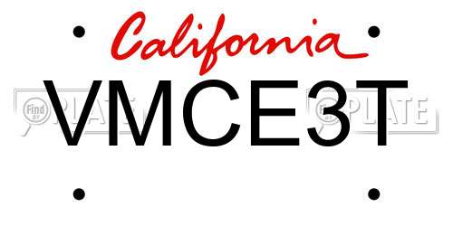 VMCE3T California License Plate