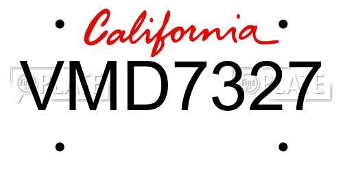 VMD7327 California License Plate