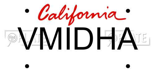 VMIDHA California License Plate