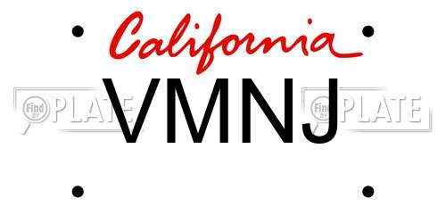 VMNJ California License Plate