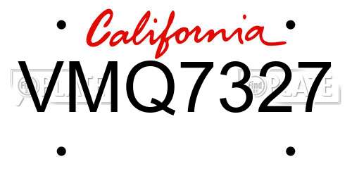 VMQ7327 California License Plate