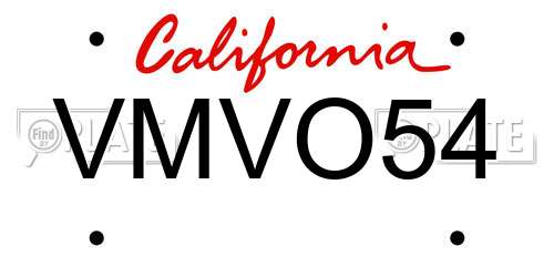 VMVO54 California License Plate