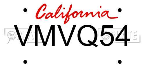 VMVQ54 California License Plate