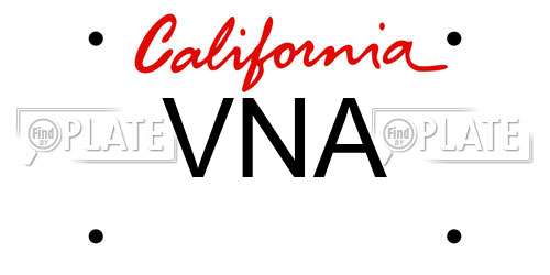 VNA California License Plate