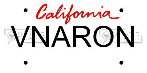 VNARON California License Plate