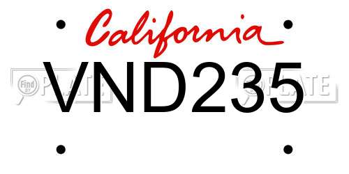 VND235 California License Plate