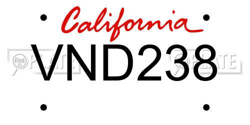 VND238 California License Plate