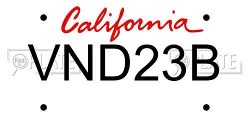 VND23B California License Plate
