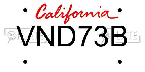 VND73B California License Plate