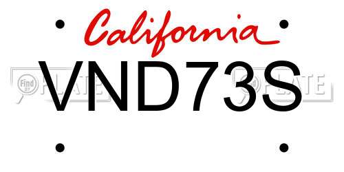 VND73S California License Plate