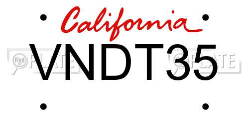 VNDT35 California License Plate