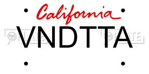 VNDTTA California License Plate