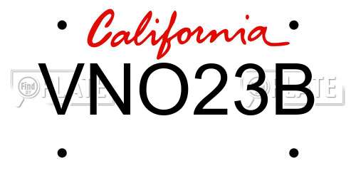VNO23B California License Plate