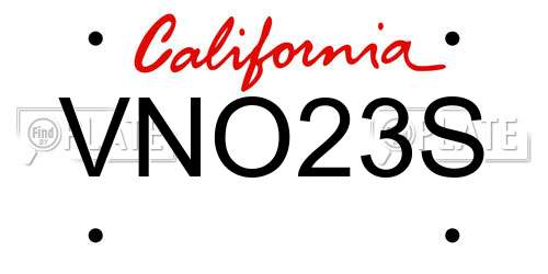 VNO23S California License Plate