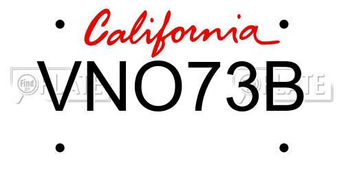 VNO73B California License Plate