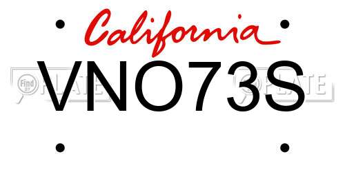 VNO73S California License Plate