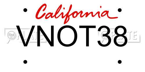 VNOT38 California License Plate