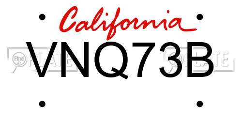 VNQ73B California License Plate