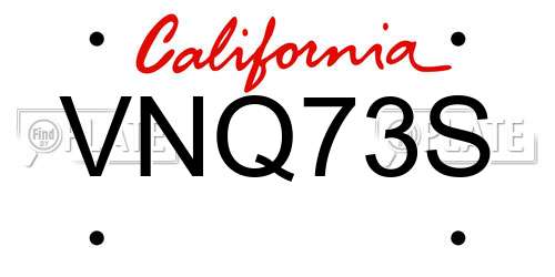 VNQ73S California License Plate
