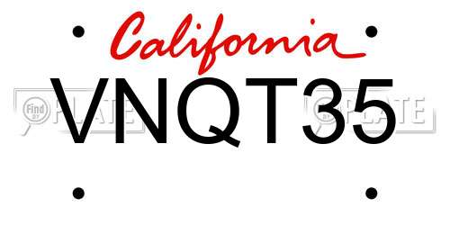 VNQT35 California License Plate