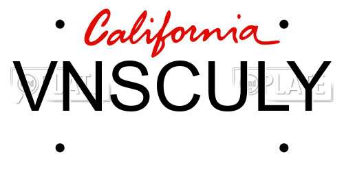 VNSCULY California License Plate
