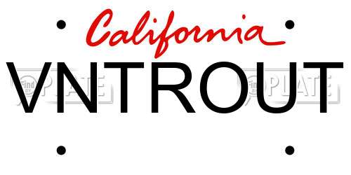 VNTROUT California License Plate