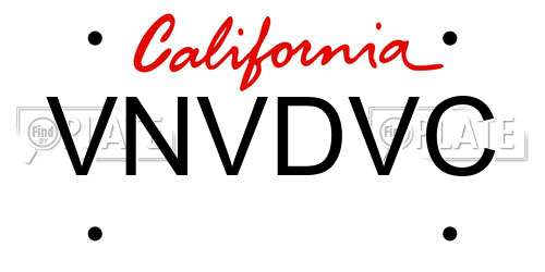 VNVDVC California License Plate